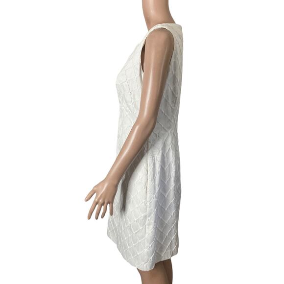 White House Black Market Dress Womens Size 8 White Textured Feel Summer Spring - Picture 10 of 12